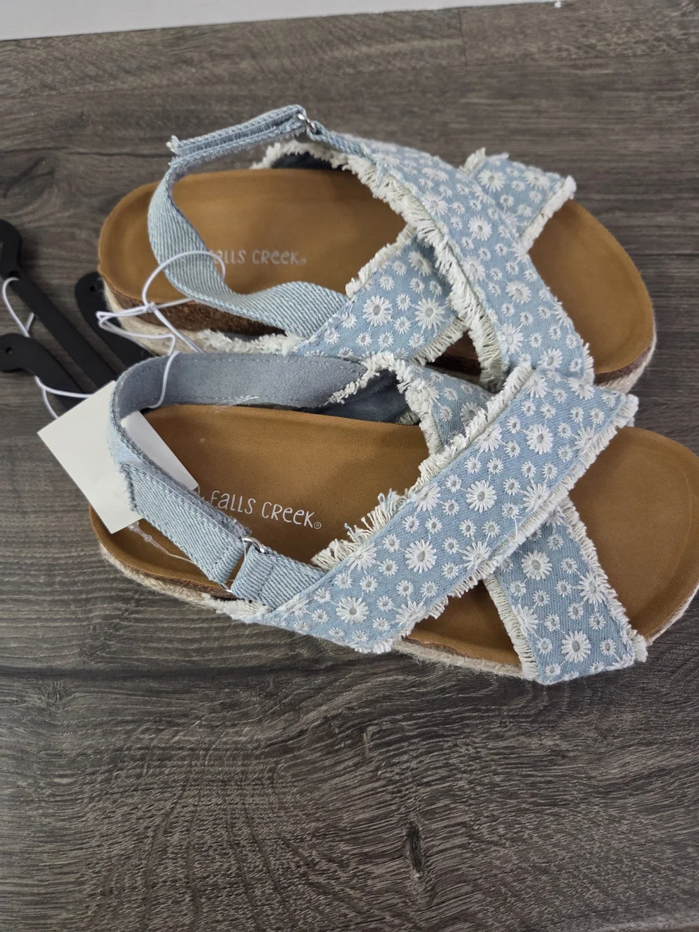Girls Light Blue Daisy Espadrille Platform Sandals Size 3 NWT
